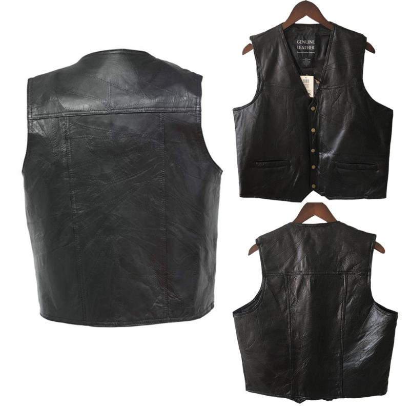 

Men' Vests Motorcycle Men Leather Vest Autumn Riding Middle-aged And Elderly Windproof Sheepskin Sleeveless Jacket Male WaistcoatMen, 01