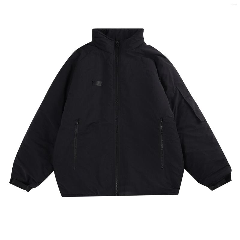 

Men's Jackets Winter Loose Fit Jacket Men Parkas Thicken Warm Coat Stand Collar Solid Black Color Parka Women Fashion Streetwear