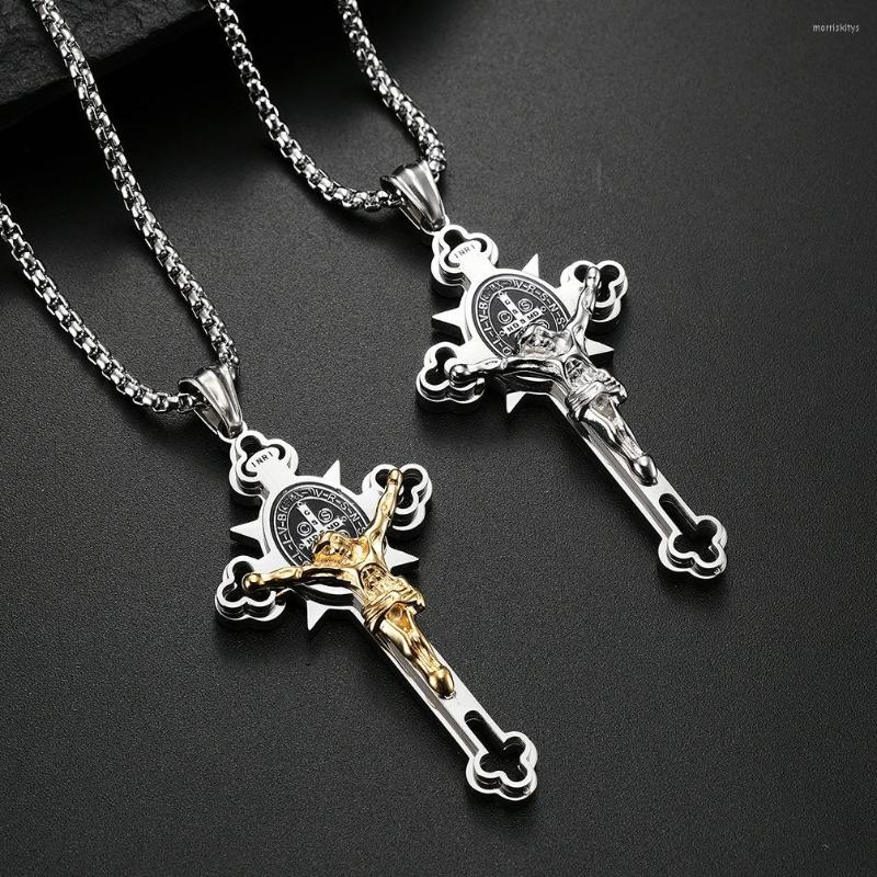 

Pendant Necklaces Fashion Christian Jesus Cross For Men Women Couple Jewelry Stainless Steel Hip Hop Necklace