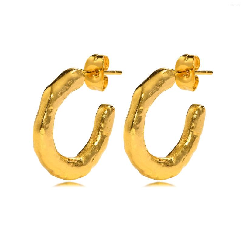 

Hoop Earrings Women Hammered Young Girls Party Gifts Jewelry Gold Color Stainless Steel Boucle D'oreille Femme