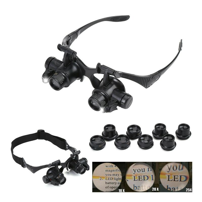 

Watch Repair Kits Binocular Jewelry 8 Lens Magnifier With LED Light Tools &