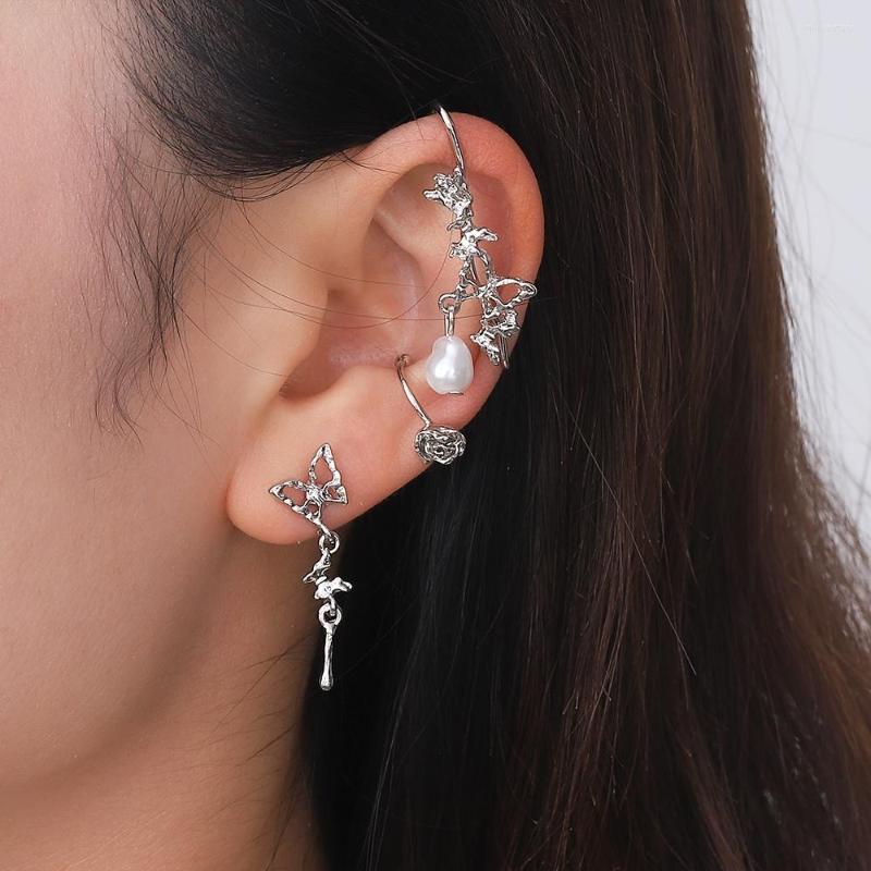 

Backs Earrings Fashion Design Korean Delicate Zircon Butterfly Clip Women Elegant Pearl No Piercing Cartilage Ear Jewelry