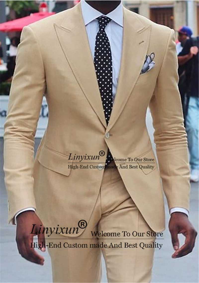 

Men's Suits & Blazers Formal Beige Men For Wedding Slim Fit Groom Tuxedos 3 Pieces Jacket Pants Set Business Costume HommeMen's, Burgundy
