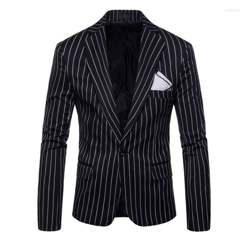 

Men's Suits Black Vertical Stripe Men Notched Lapel Slim Fit Formal Tuxedos For Wedding Groom Wear Prom Blazers Only The Jacket