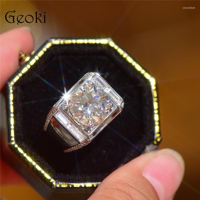 

Cluster Rings Silver 925 Original 5 Brilliant Cut Diamond Test Past D Color Moissanite Engagement Ring For Men Gift Gemstone Jewelry