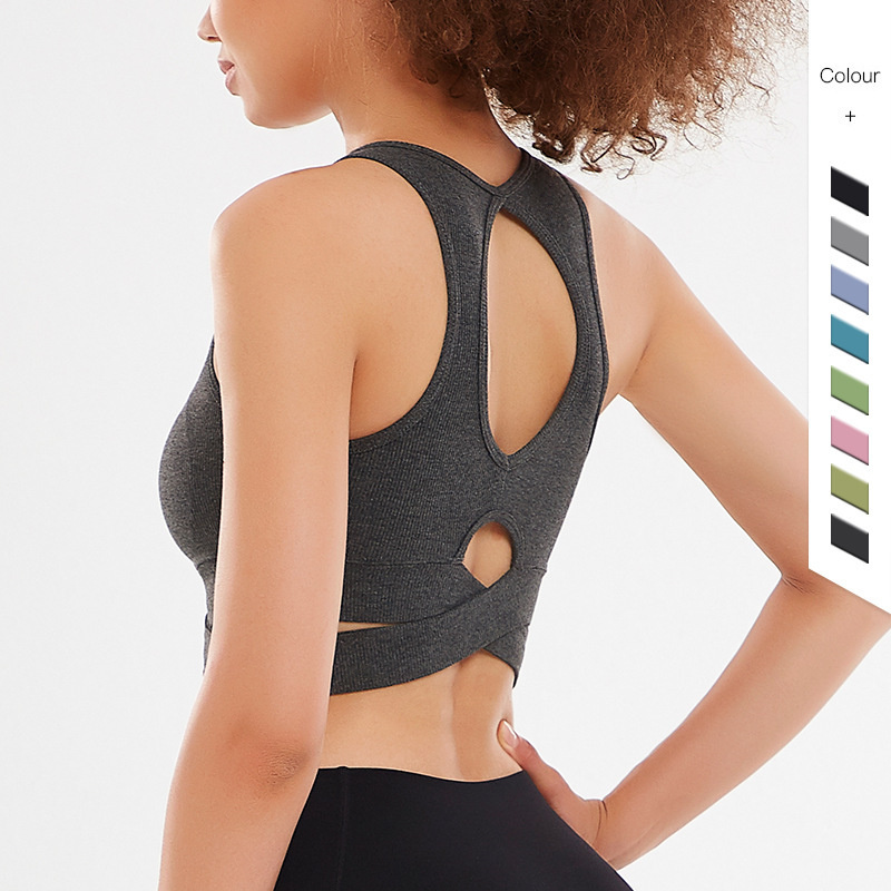 

LL New Yoga Fitness Sports Underwear With Chest Pad Cross Beautiful Back Yoga Bra, Green