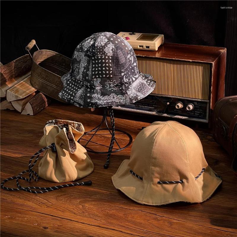 

Berets 2023 INS Two Side Can Wear Bandanna Fisherman Sun Caps Men's Backet Women's Bob Ricard Camping Fishing Bucket Hat, Khaki
