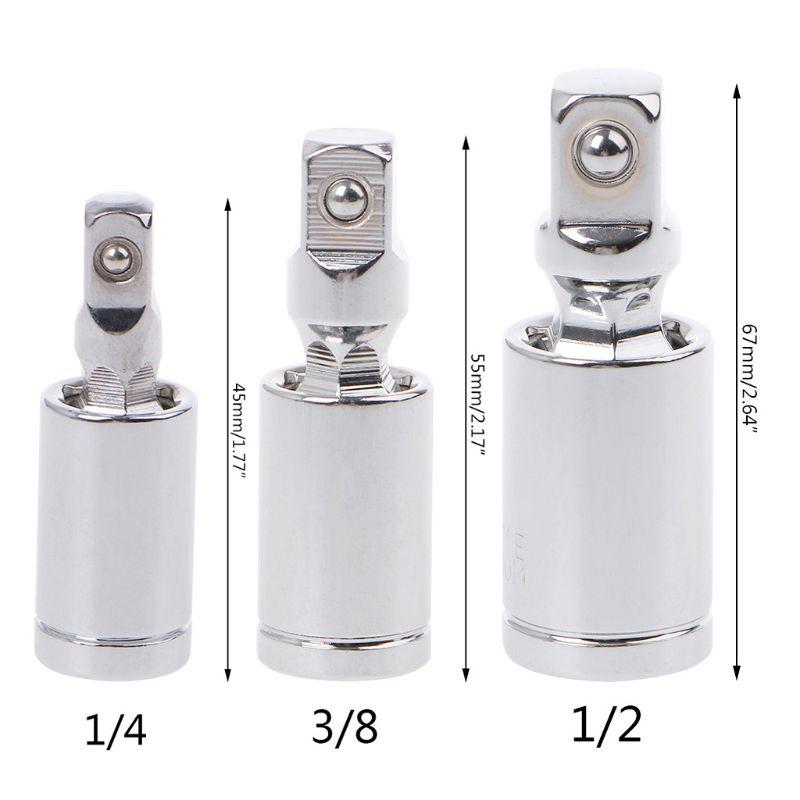 

Hand Tools 1/4" 3/8" 1/2" Universal Joint Set Ratchet Angle Extension Bar Socket Adapter Manual And Pneumatic 360 Rotary