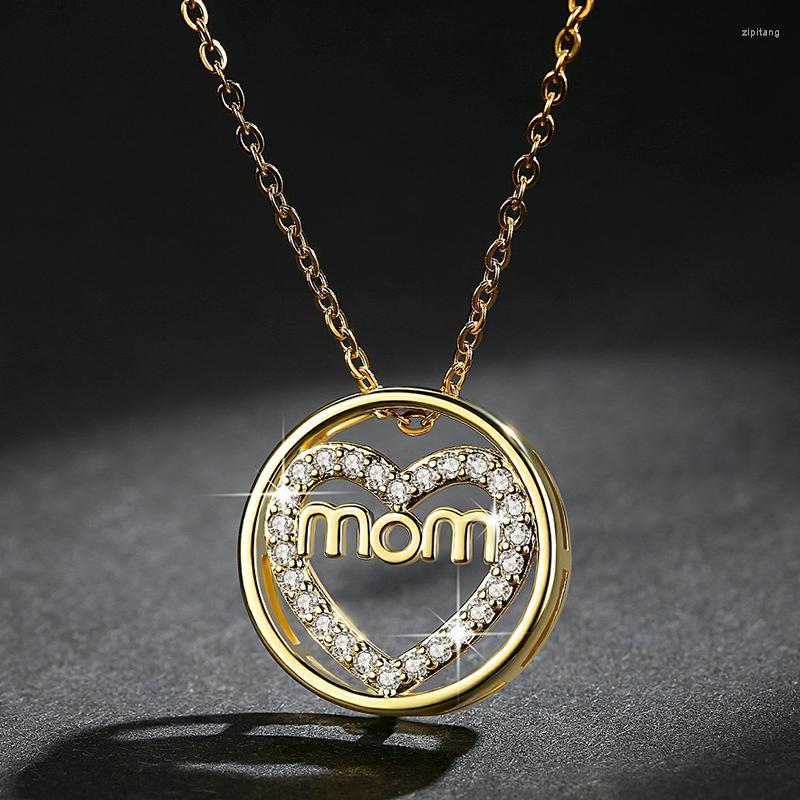 

Pendant Necklaces Wholesale 12 Pcs Mon Love Heart Inlaid 3A CZ Zirconia Link Chain Mother's Day Gifts For Women