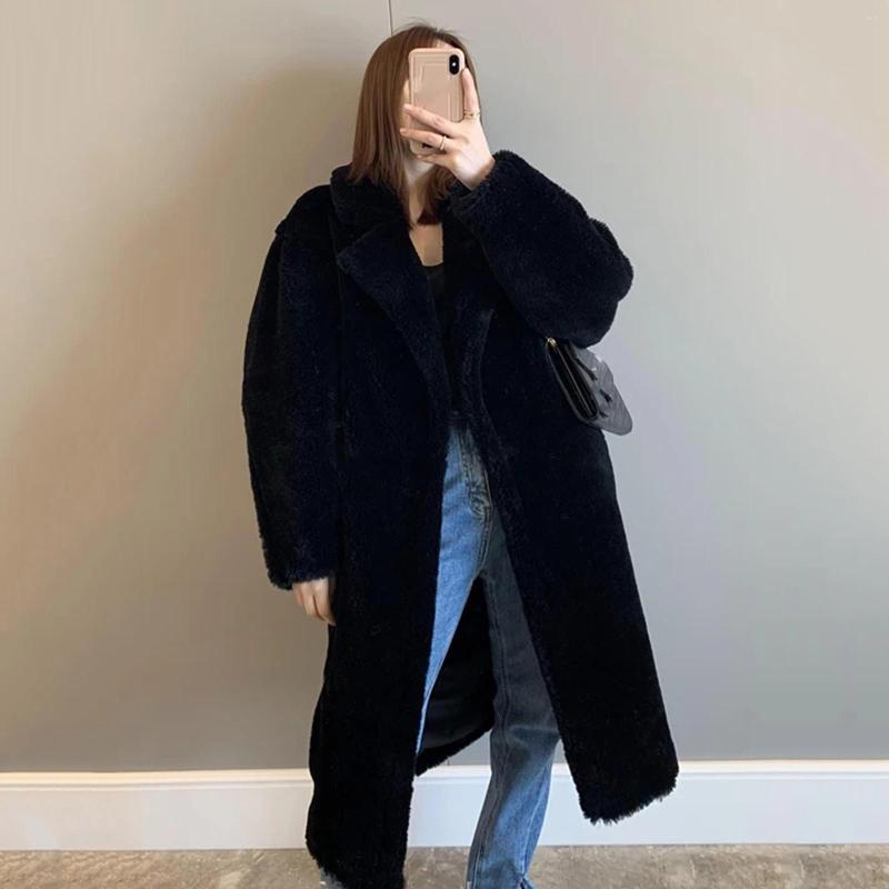 

Women's Jackets Women's Coat Winter Solid H Loose Long Sleeve Jacket Casual Warm Fleece Faux Outerwear, Black