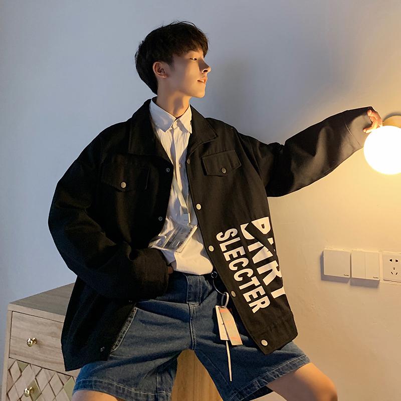 

Men's Jackets Nice Spring And Summer Men Youth Japanese Version Harajuku Style Couple Long-sleeved Loose Casual Tooling Shirt JacketM-xl, Black