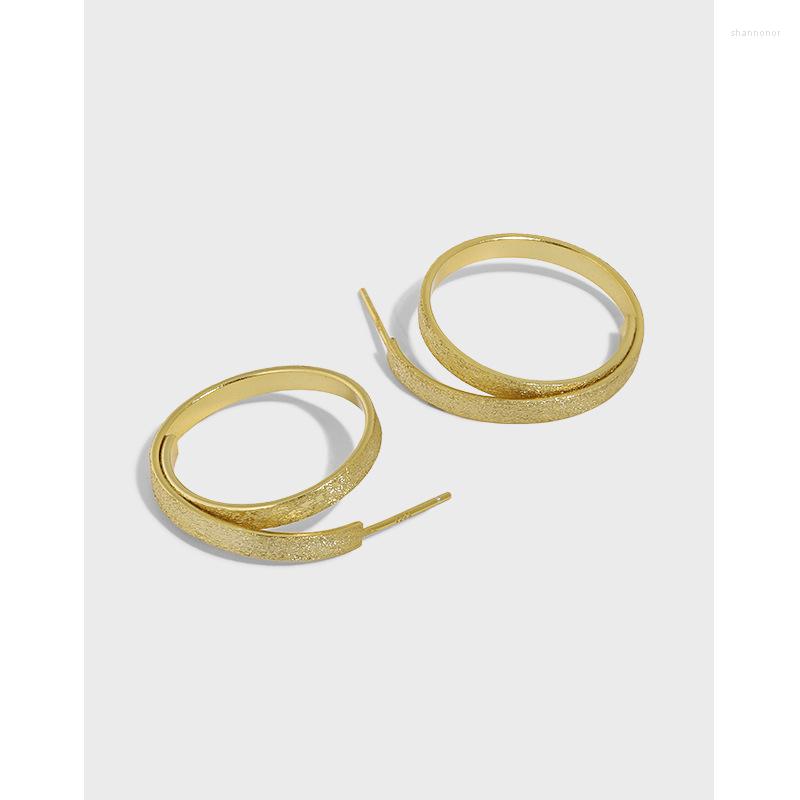 

Stud Earrings 25.3mm REAL. Authentic 925 Sterling Silver Ear Piercing Brushed Big Twist Circle Temperament C-YH30011