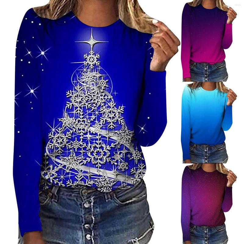 

Women's T Shirts Tops Womens Women Long Sleeve Round Neck Gradient Print Pullover Fashion Casual Shirt Crop Top Skirts Vintage Y2k, Blue