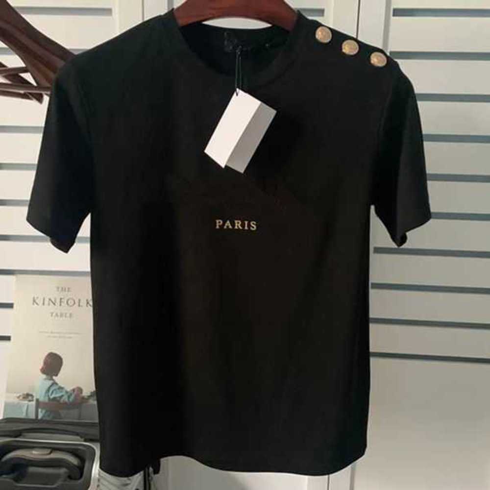 

Rt Designer Tshirts Top Woman Tee for Lovers Letter Short Sleeve Round Crew Neck with Shoulder Button Fashion Hipm4re, Gray+black letters