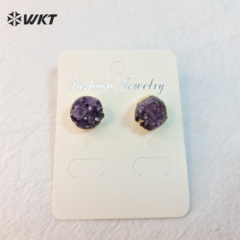 

Dangle Earrings & Chandelier WT-E074 Wholesale Druzy Studs In A Methyst Stone With 24k Gold Dipped Beautiful Round 10mmDangle Kirs22