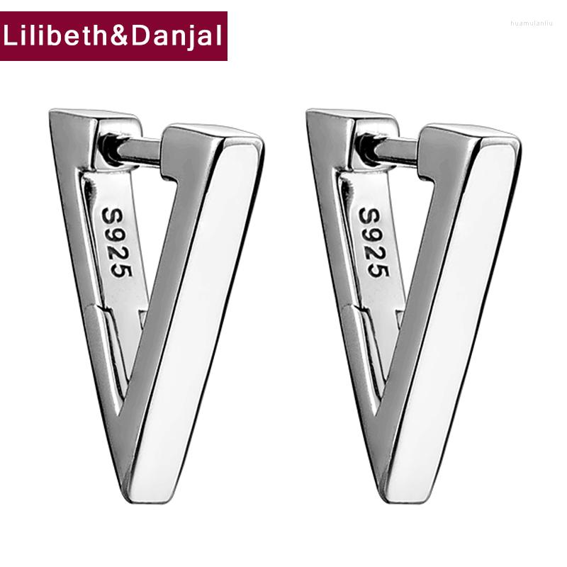 

Hoop Earrings Triangle Smooth Pure 925 Sterling Silver Women Men Geometry Fine Jewelry 2023 Arrival Aros Mujer E11