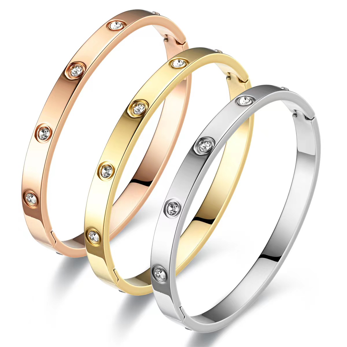 

Bangle female stainless steel Bracelet Diamond couple love mens fashion jewelry Valentine Day gift for girlfriend accessories wholesale With Box C01