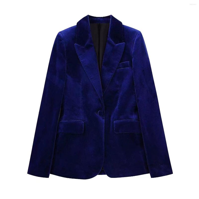 

Women's Suits Women Velvet Single Breasted Buckle Texture Blazer Coat Vintage With Pockets Long Sleeve Female Outerwear Chic Top, 02