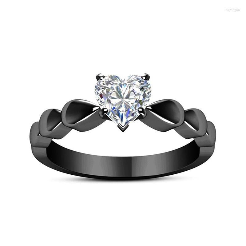 

Wedding Rings Trendy 2023 Love Zircon Ring For Women Fashion Gun Black Famale Engagement Party Jewelry Hand Accessories