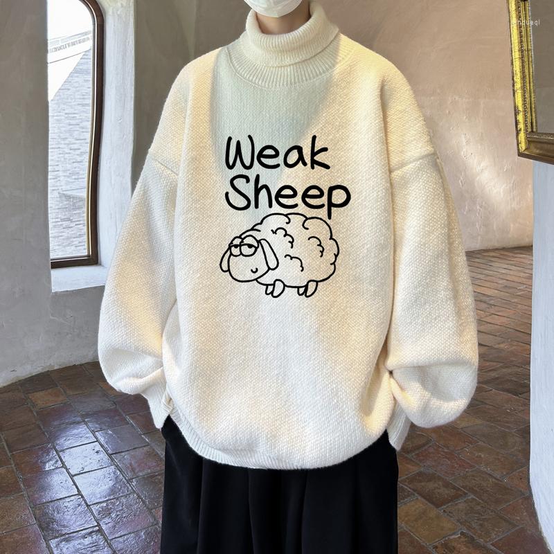 

Men's Sweaters Men's Jumper Turtle Neck Tops Winter Warm Knitted Pullover Long Sleeve Sweater Sheep Printed Basic Turtleneck Soft, Black
