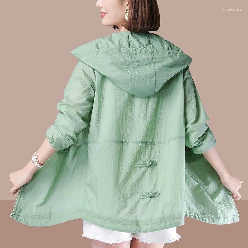 

Women's Jackets 2023 Summer Thin Coat Women's Jacket Long Sleeve Sun Protection Hooded Windbreaker Female Outerwear 4XL, Green