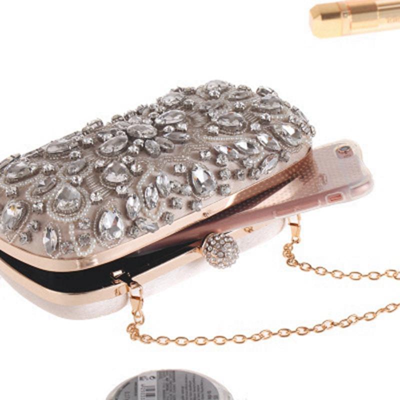 

Evening Bags Luxury Exquisite Dinner Bag Ladies Handmade Beaded Clutch High Quality Wedding Wallet Female Slung Chain Shoulder BagEvening, Hei