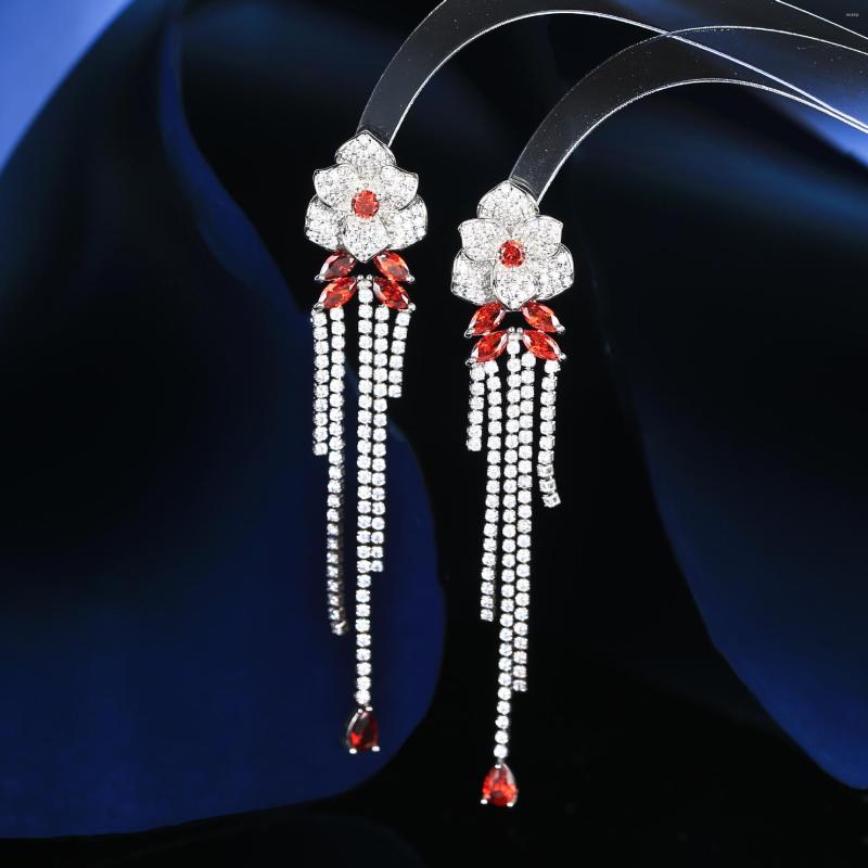 

Dangle Earrings 2023 Zircon Flower Tassel For Wedding Or Party