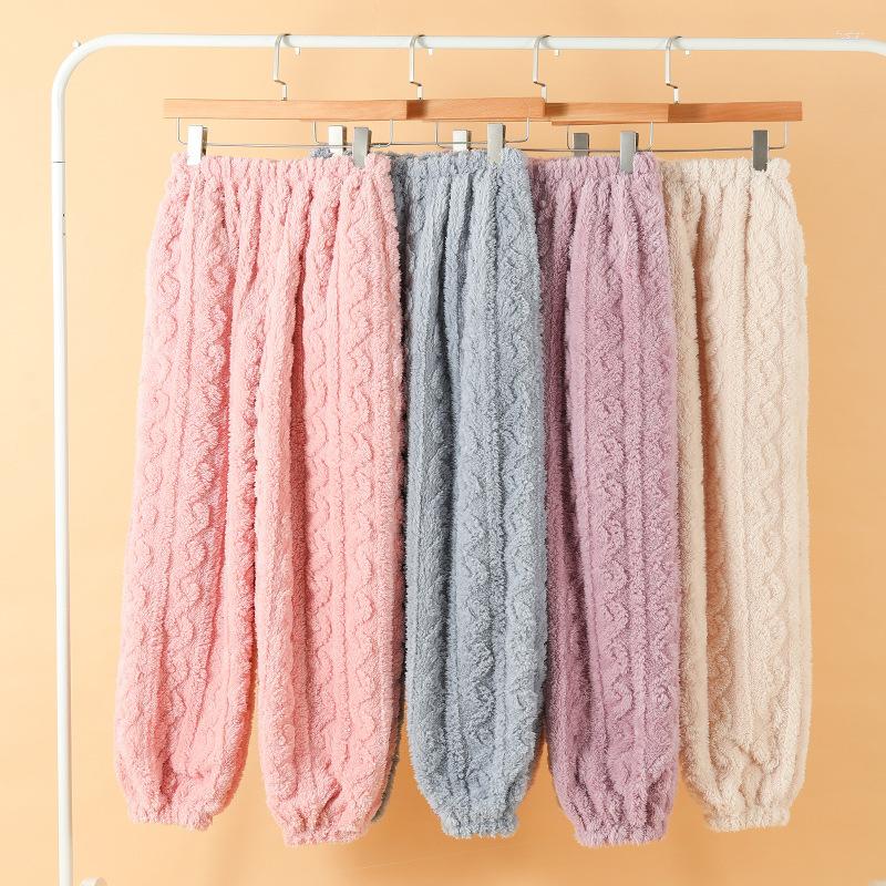

Women's Sleepwear Women Sleep Bottoms Pants Solid 2023 Winter Velvet Thick Pajama Trousers Soft Warm Flannel Female Casual Homewear, Pink