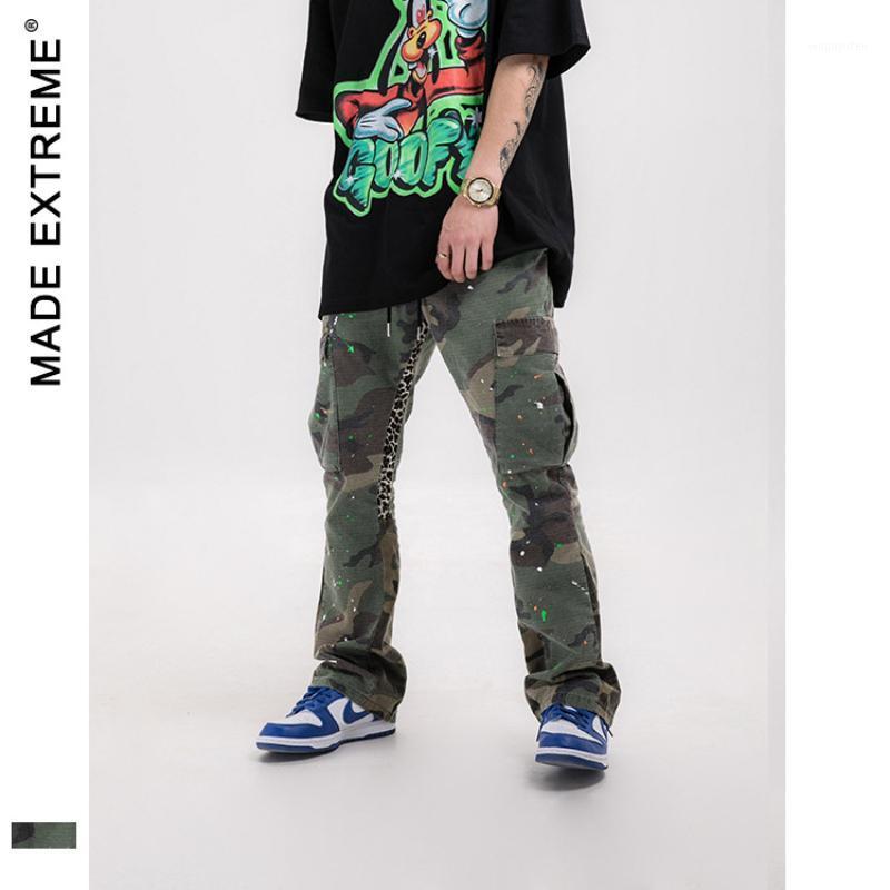 

Men' Pants Camouflage Military Cargo Men Techwear Joggers Flare Chic Streetwear Trousers Patchwork 612, Army green