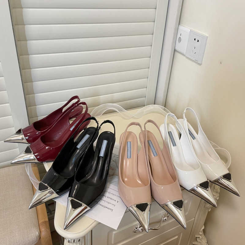 

Shoes Home P high heel shoes women's new spring 2023 net red metal pointed thin heel shoes rose~Park Caiying, White