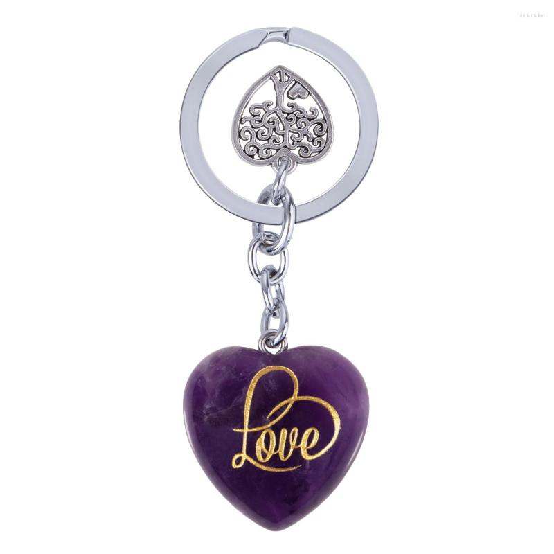 

Keychains Cute Heart Shaped Crystal Stone Keychain Carved LOVE Lucky Metal Keyring Car Key Lanyards Jewelry Accessories