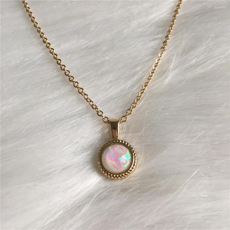 

Pendant Necklaces Trendy Necklace Gold Color Plating Small Pink Stone For Women Girl