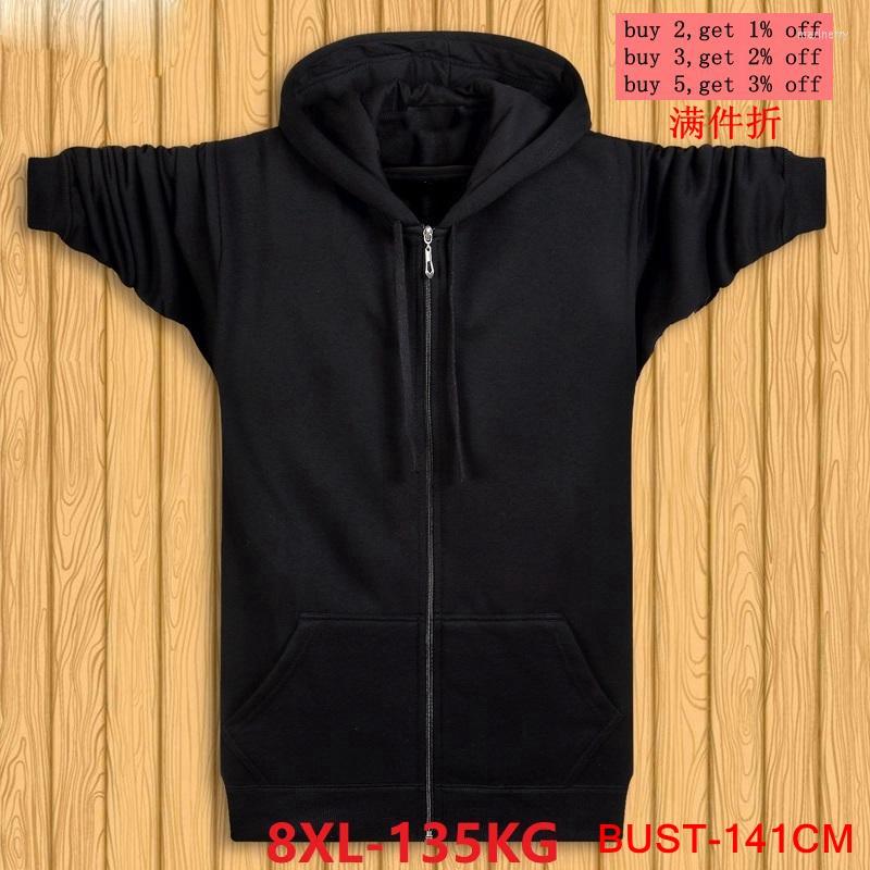 

Men's Hoodies Autumn And Winter Large Size Hooded Sweatshirt Long Sleeve Zipper 5XL 6XL 7XL 8XL Black Cool Running Cotton Jacket, Picture color