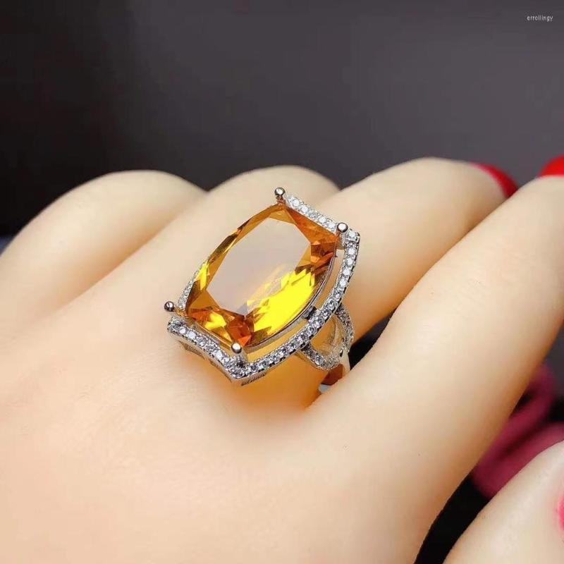 

Cluster Rings Naturaland Real Citrine Ring 925 Sterling Silver Fashion Pure High Quality For Wedding