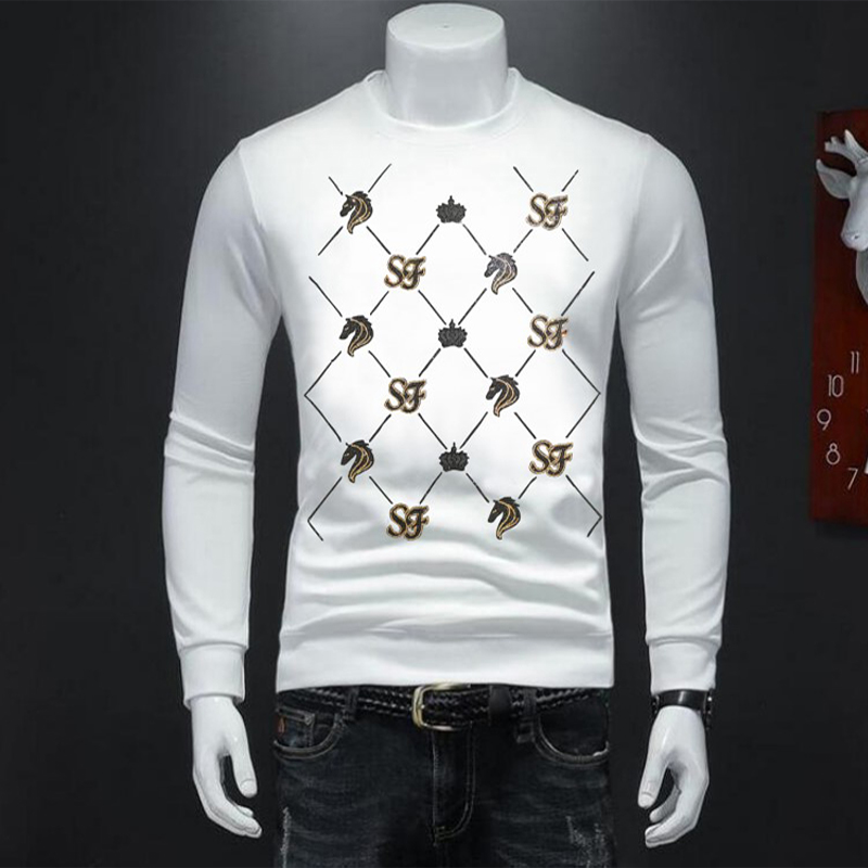 

Men's Hoodies Luxury Male Sweater Rhinestone Design Tops Trend Brand MRHOME 2023 New Design Cotton Fashion Pullover Clothing Daily Dates Wear M-4XL, As shown