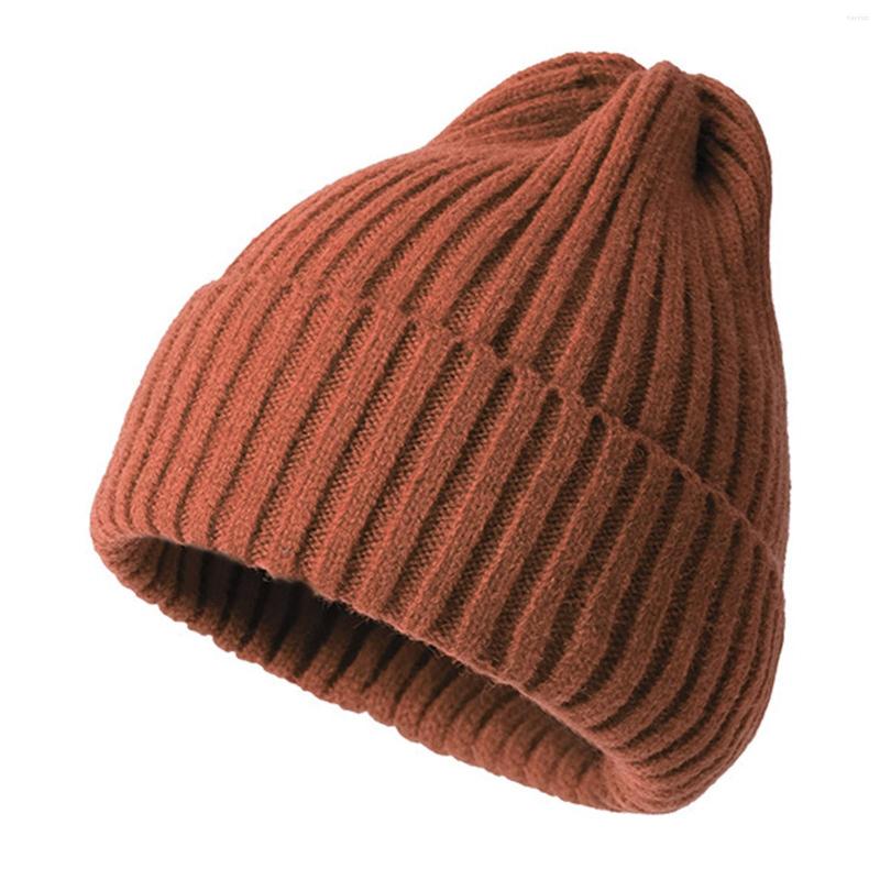 

Berets Women Men Knitted Winter Fashion Color Stripe Printing Striped Hats Hairball Mens Trapper Hat With Ear Over