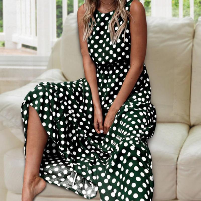 

Casual Dresses Cool High Waist Long Dress Trendy Lady Sleeveless For Work, Green