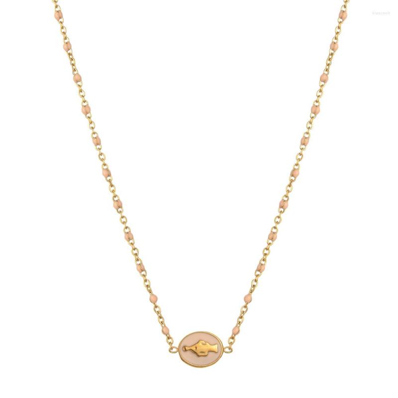 

Choker Christianity Virgin Maria Pendant Necklace For Women Lady Pink Chain Trendy Jewelry Sweets Gift Neck Fashion Girl