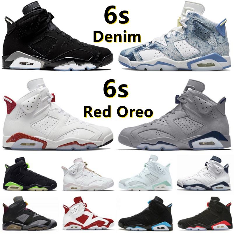

6 6s Mens Retro Basketball Shoes Washed Denim Metallic Silver Georgetown UNC Red Oreo Electric Midnight Bordeaux Carmine Infrared Men Trainers Sports Sneakers, Color#1