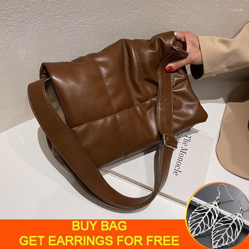 

Evening Bags Winter Quilted Space Cotton Shoulder For Women Fashion Soft Padded Crossbody Bag Female Designer Handbag Bolsa Feminina, Black