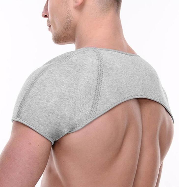 

Back Support Bamboo Charcoal Fiber Double Shoulder Support Brace Compression Shoulder Belt Badminton Volleyball Sport Back Support1350310, Gray