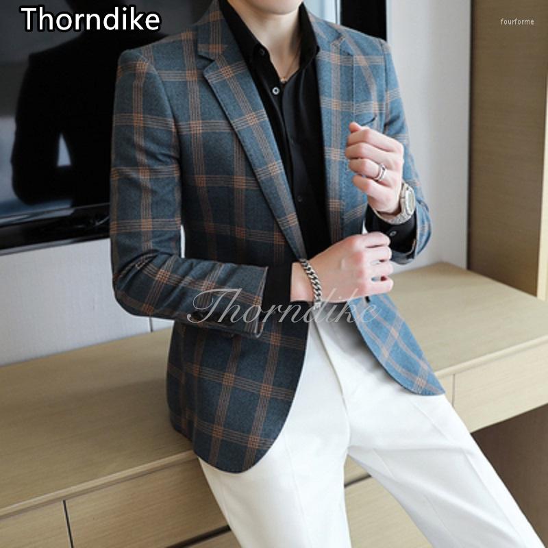 

Men's Suits Thorndike 2023 Autumn Plaid Retro Men's Suit Casual Business Party Man Single Breasted Lapel Coat(Only Jacket), Picture shown