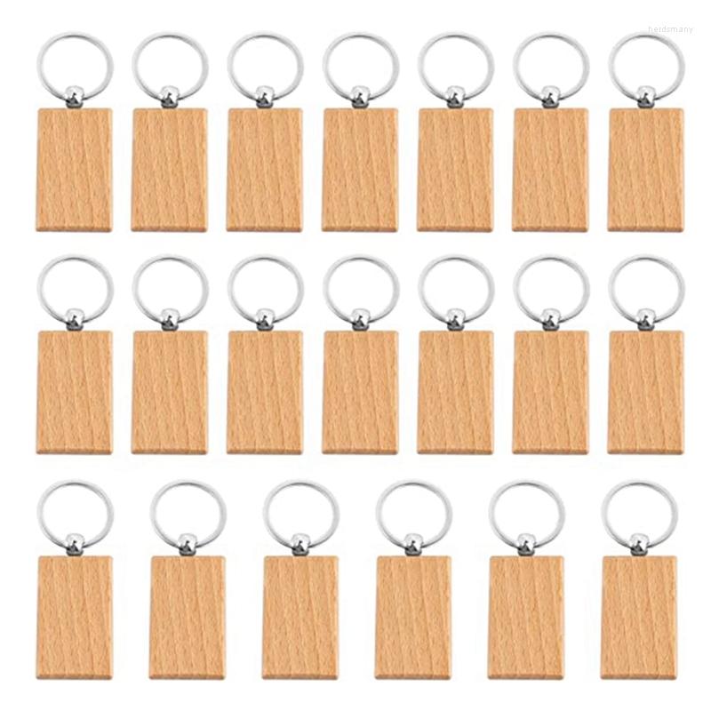

Keychains 20 Pcs Rectangle Blanks Wooden Keychain Blank Unfinished Key Tag With Ring For DIY Gift Craft B