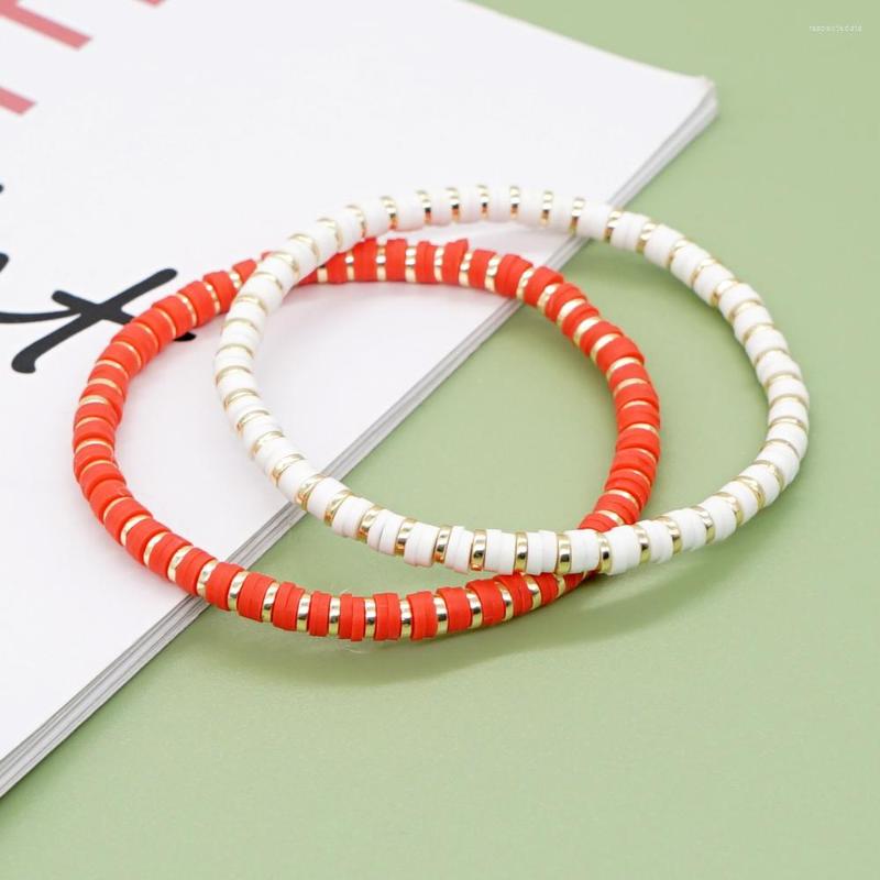 

Strand Go2Boho Two Tone Heishi Bracelet Fashion Jewelry 4mm Polymer Clay Disc Beaded Minimalist Stretch Bracelets For Women Braclets