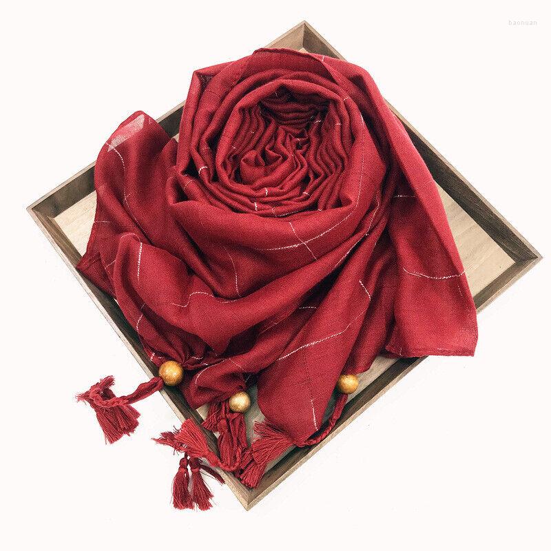 

Ethnic Clothing Women Tassel Hijab Shawl Plain Maxi Scarf Pendant Muslim Hijabs Soft