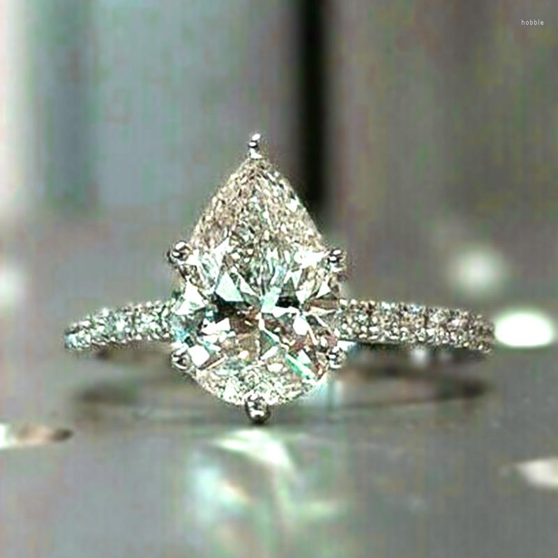 

Wedding Rings UILZ Pear Shaped Cubic Zirconia Ring For Women Classic Geometric Water Drop Finger Bands Fashion Jewelry