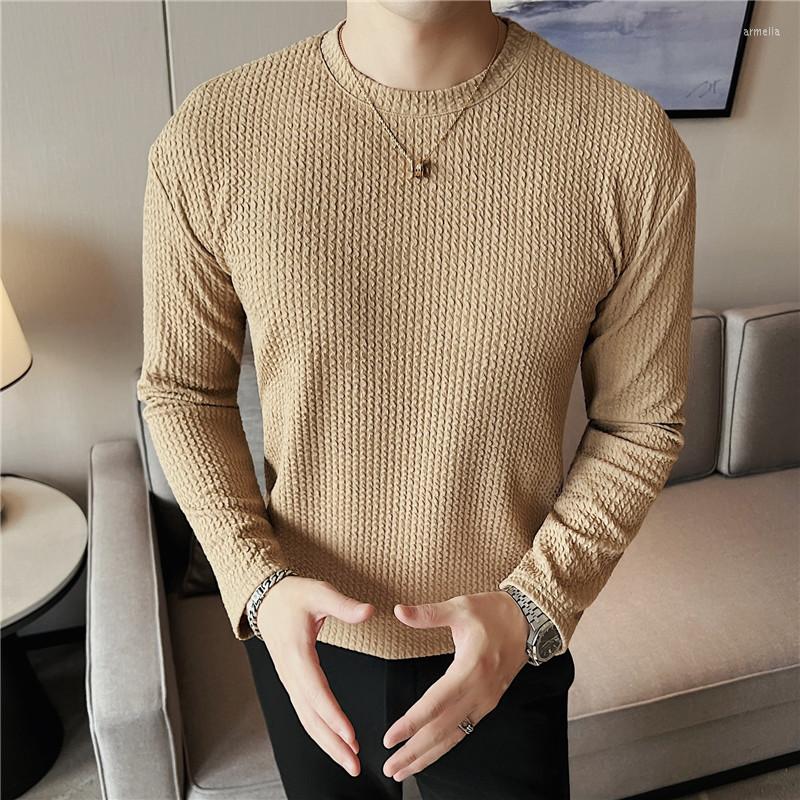

Men's T Shirts High Elastic Thicken Men's T-shirts Autumn Long Sleeve Round Neck Tee Tops Business Social Casual Slim Fit Bottoming, Black