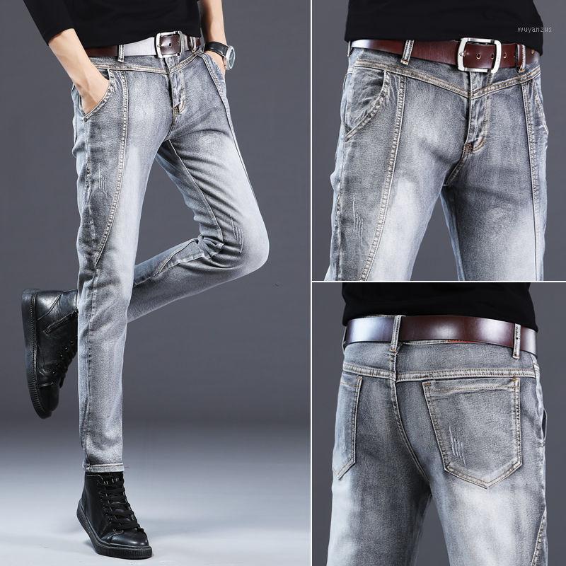 

Men's Jeans Slim Fit Grey Stretch Scratch Black High Quality Fashion Casual, Gray
