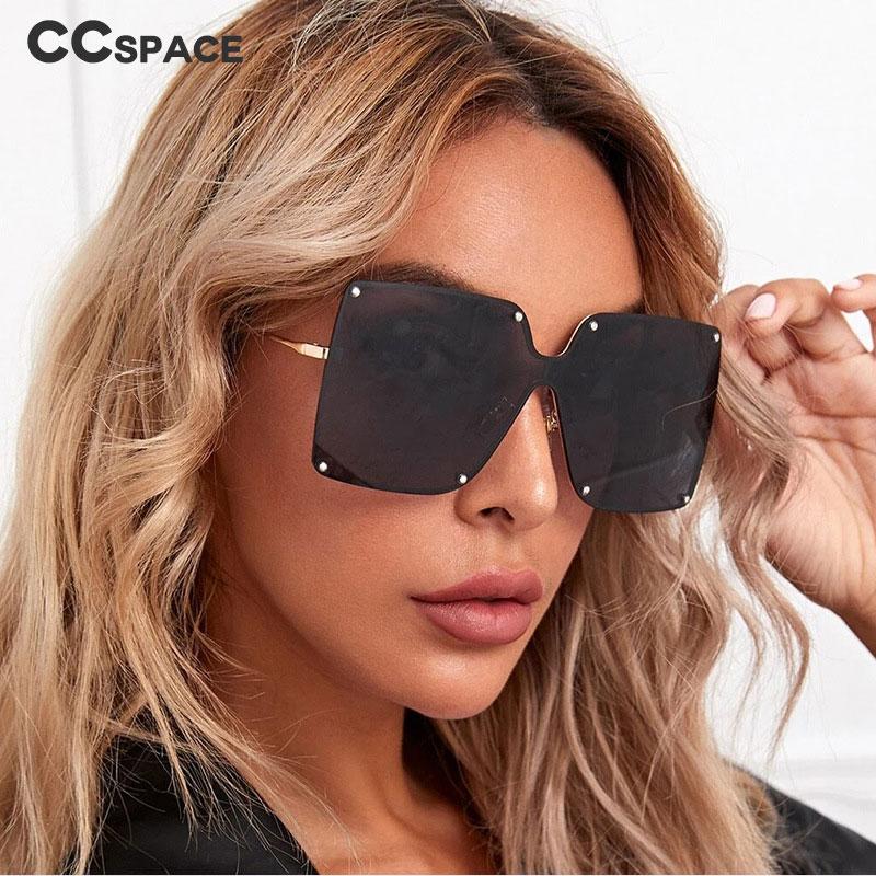 

Sunglasses 46643 Rimless Oversized Luxury Rivet Goggle Fashion Men Women Shades UV400 Vintage Glasses