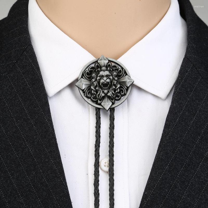 

Bow Ties Western Cowboy Bolo Tie Zinc Alloy Leather Collar Rope Lion Animal